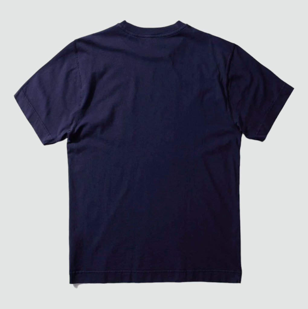 Edmmond Studios Pocket Core Tee in Navy - Short-sleeve T-shirt with upper left side pocket, made from 100% cotton.