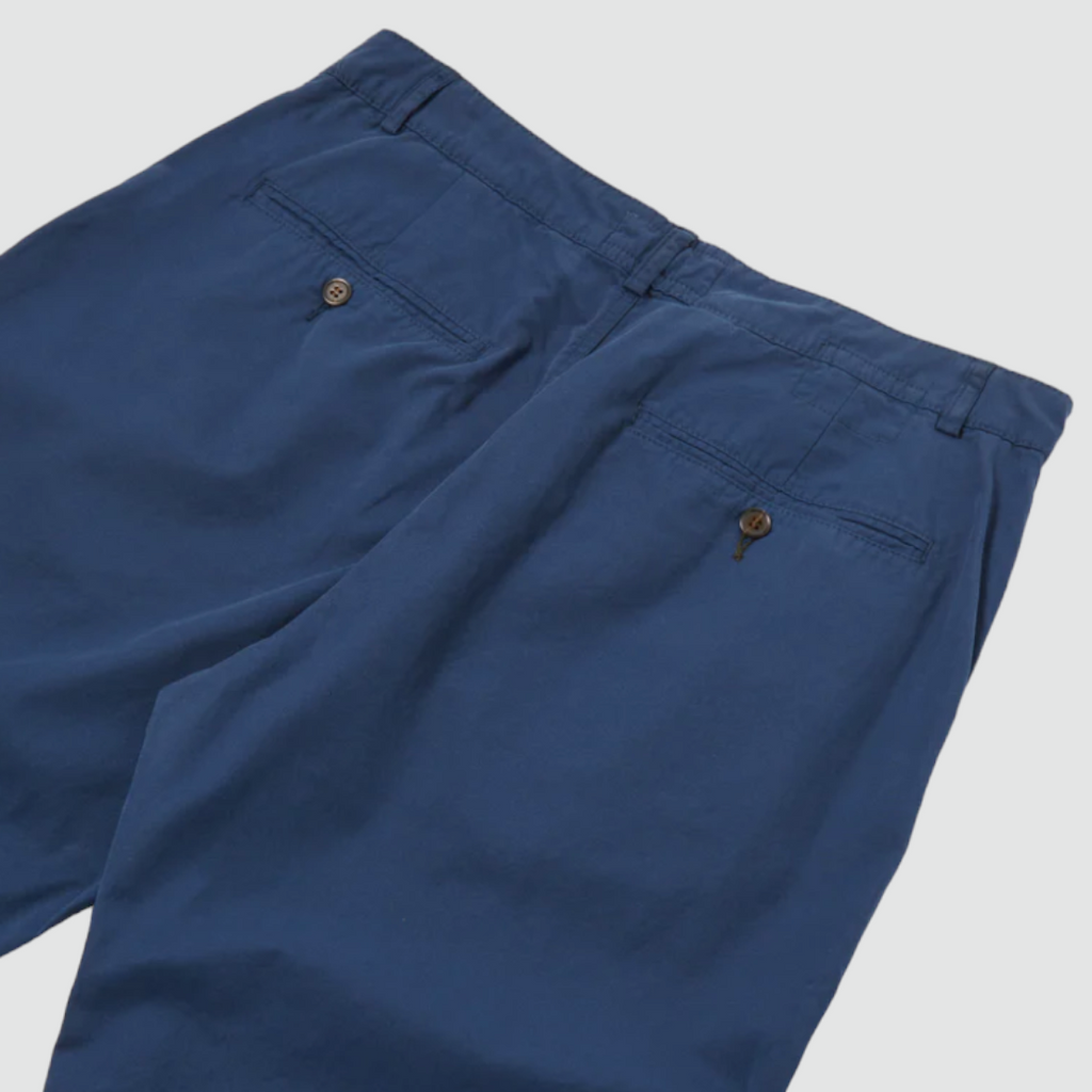 Universal Works Military Chino in Navy Summer Canvas - Comfortable loose-fit trousers crafted from durable mid-weight canvas fabric. Button fly, front and rear pockets