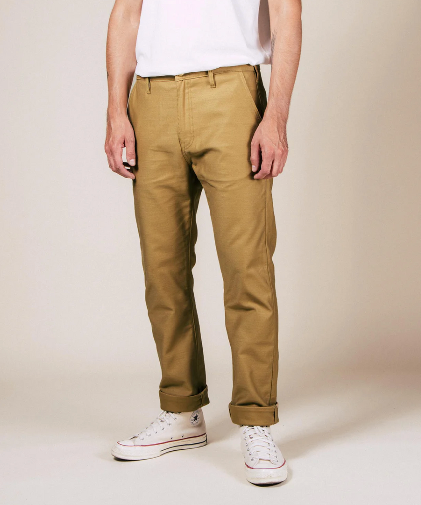 Benzak BC-03 Straight Chino - Golden Brown: Military-inspired army green chinos with a straight leg, YKK zip fly, and durable Japanese cotton fabric.