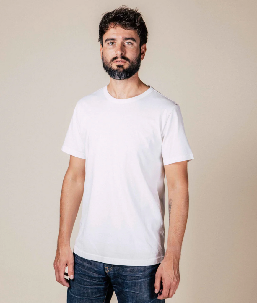 Benzak white basic tees, crafted from 220gsm compact cotton.