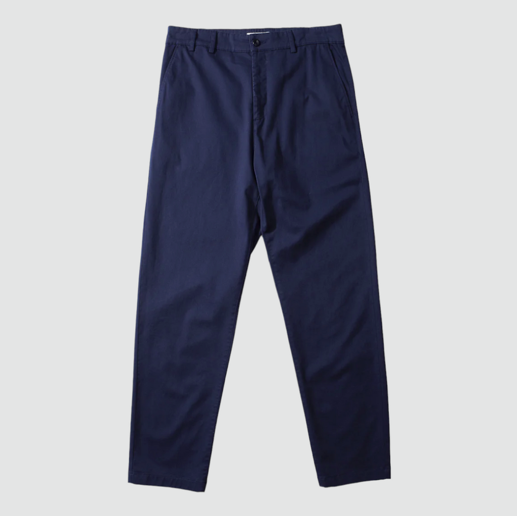 Edmmond Studios Chino Pant in Navy - Classic plain navy chino pants crafted from 100% cotton and made in Portugal