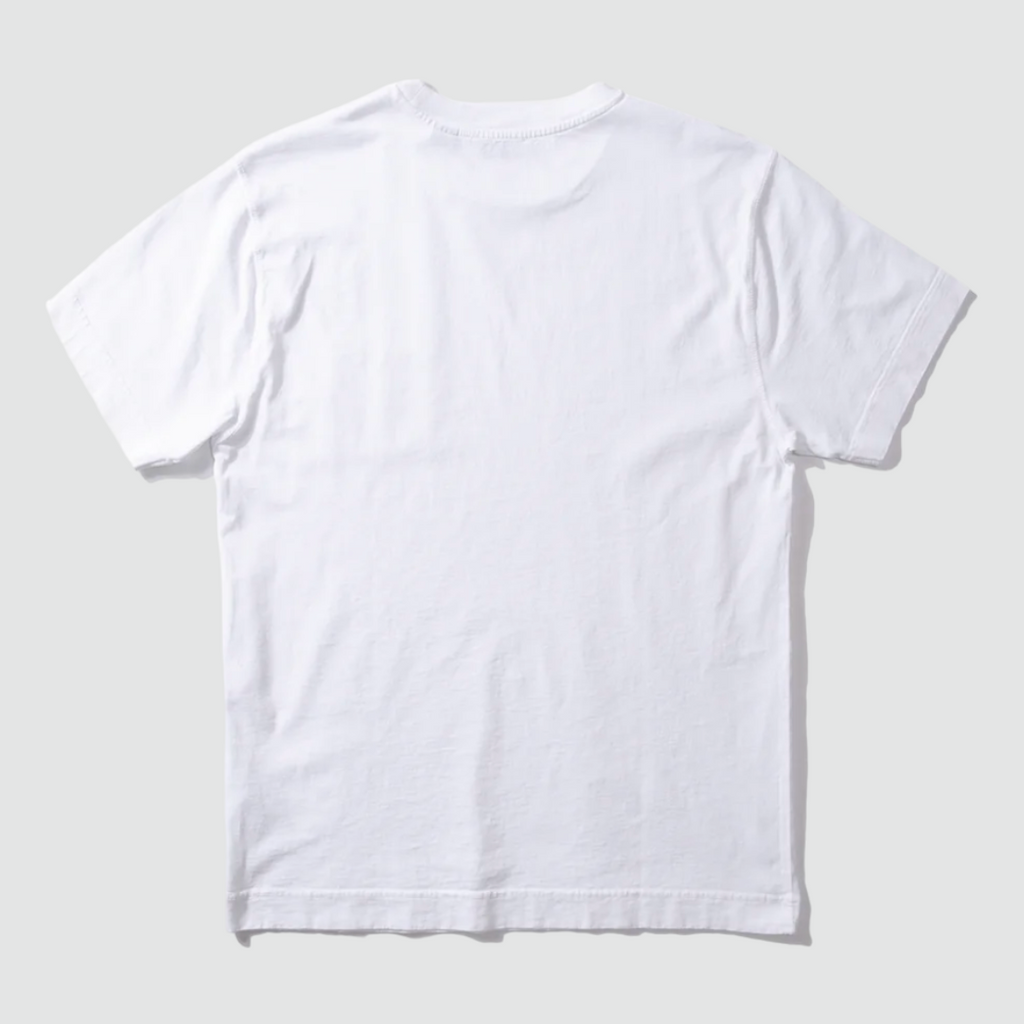 Edmmond Studios Pocket Core Tee in White - Short-sleeve T-shirt with upper left side pocket, made from 100% cotton