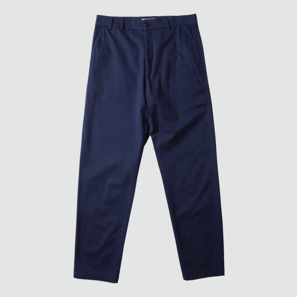 Edmmond Studios Chino Pant in Navy - Classic plain navy chino pants crafted from 100% cotton and made in Portugal.
