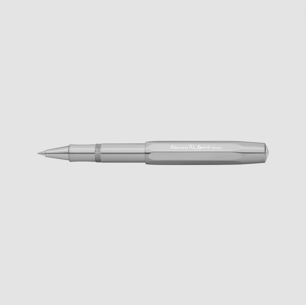 Kaweco AL Sport Rollerball Pen in untreated aluminium, with a compact pocket-sized design and smooth, fluid writing performance.