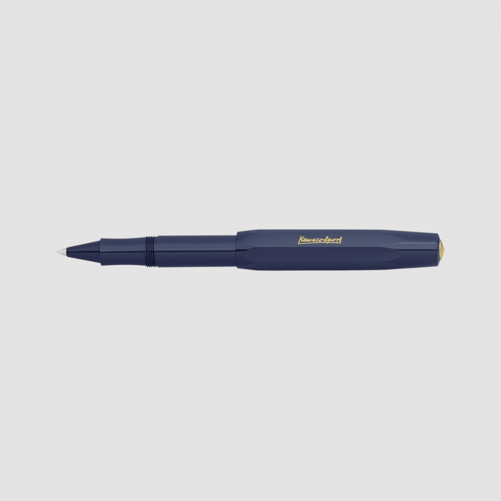 Kaweco Classic Sport Rollerball Pen in navy blue, compact and elegant with smooth ink flow and a timeless design.