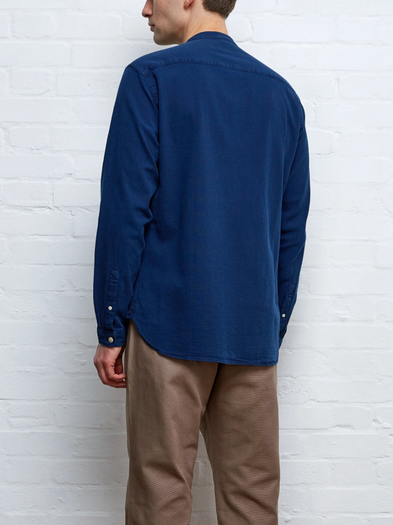 Oliver Spencer Grandad Shirt Kildale in Indigo Rinse - Regular-fit shirt with indigo-dyed cotton, made in Portugal
