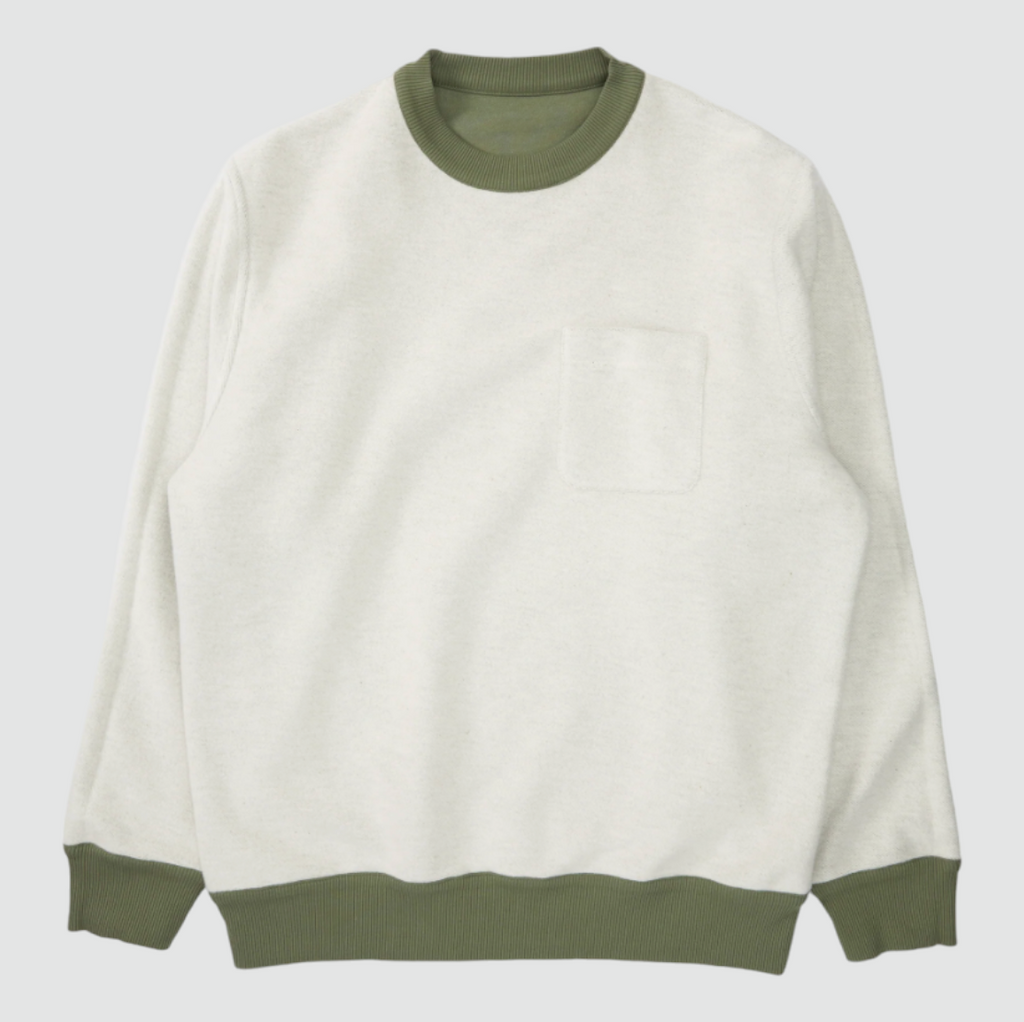 Oliver Spencer Reversible Sweatshirt Ruddock in Green - Midweight, organic cotton blend jersey with reversible design, made in Turkey