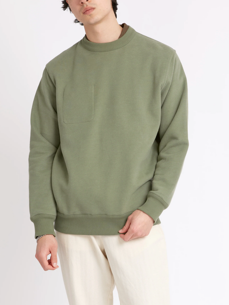 Oliver Spencer Reversible Sweatshirt Ruddock in Green - Midweight, organic cotton blend jersey with reversible design, made in Turkey