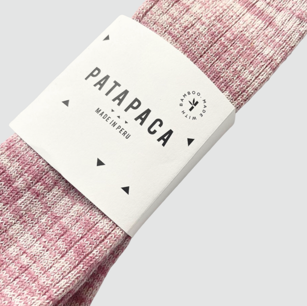 Patapaca Pink Bamboo Socks made with Baby Alpaca and Bamboo for comfort and durability.