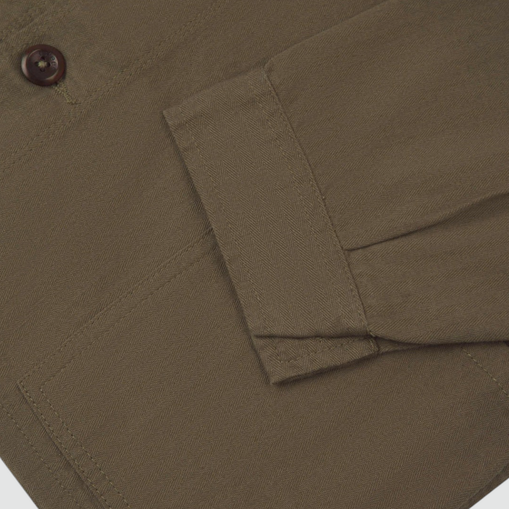 USKEES 3041 Signal Jacket - Dark Taupe, 100% organic cotton, raglan sleeves, reinforced elbows, deep pockets, corozo buttons, uskees logo tab.