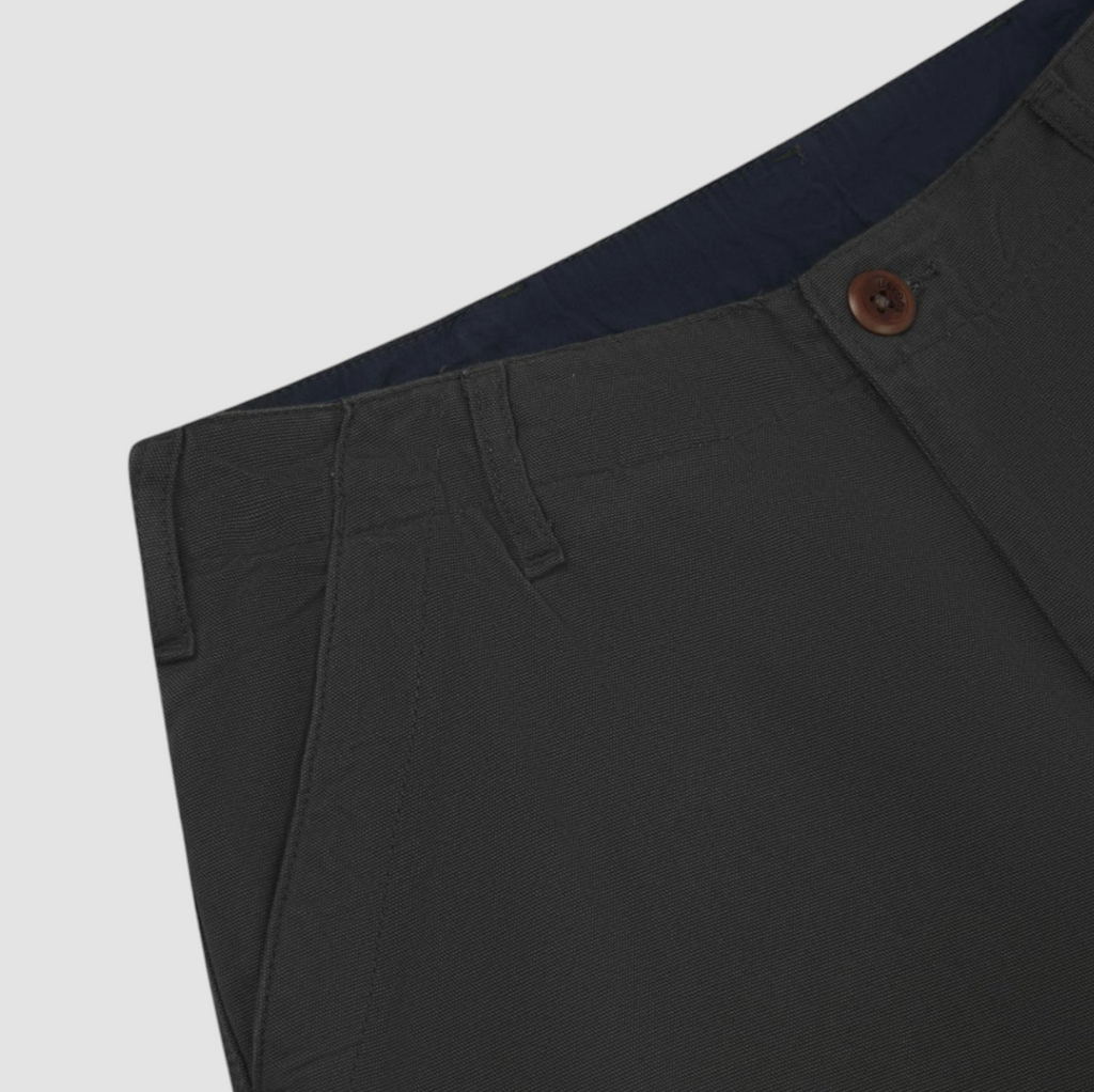 USKEES #5005 Workwear Pants in Charcoal, 100% organic cotton, tapered fit, deep pockets, adjustable waistband, and durable triple stitching.