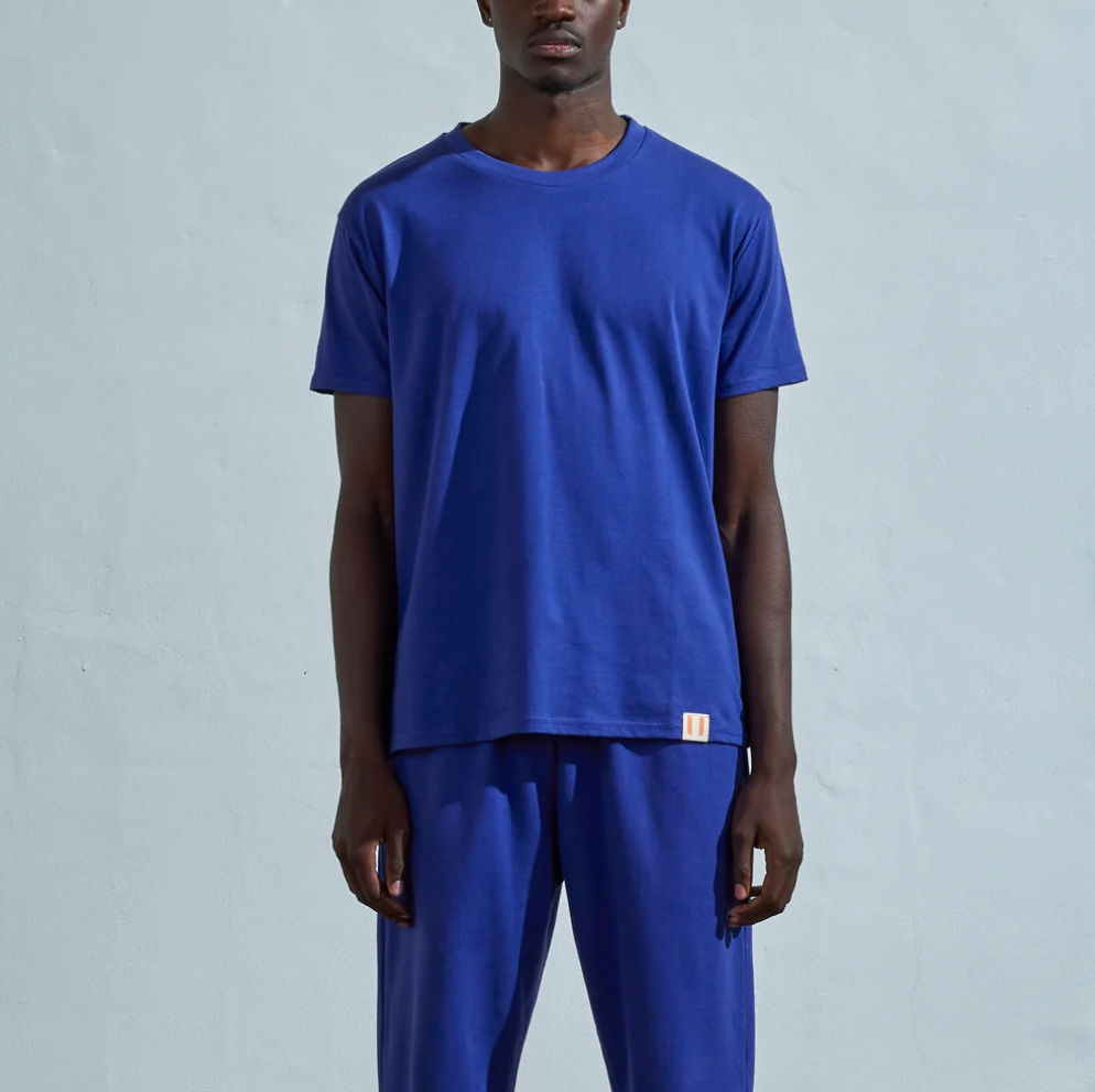 USKEES #7006 T-shirt in Ultra Blue, 100% organic cotton, enzyme-washed for a soft, lived-in feel, with a loose and comfortable fit.