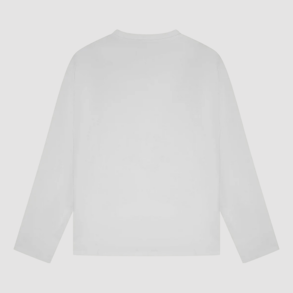 White USKEES #7010 Long Sleeve T-Shirt, enzyme-washed for a soft, lived-in feel, perfect for layering or casual wear.