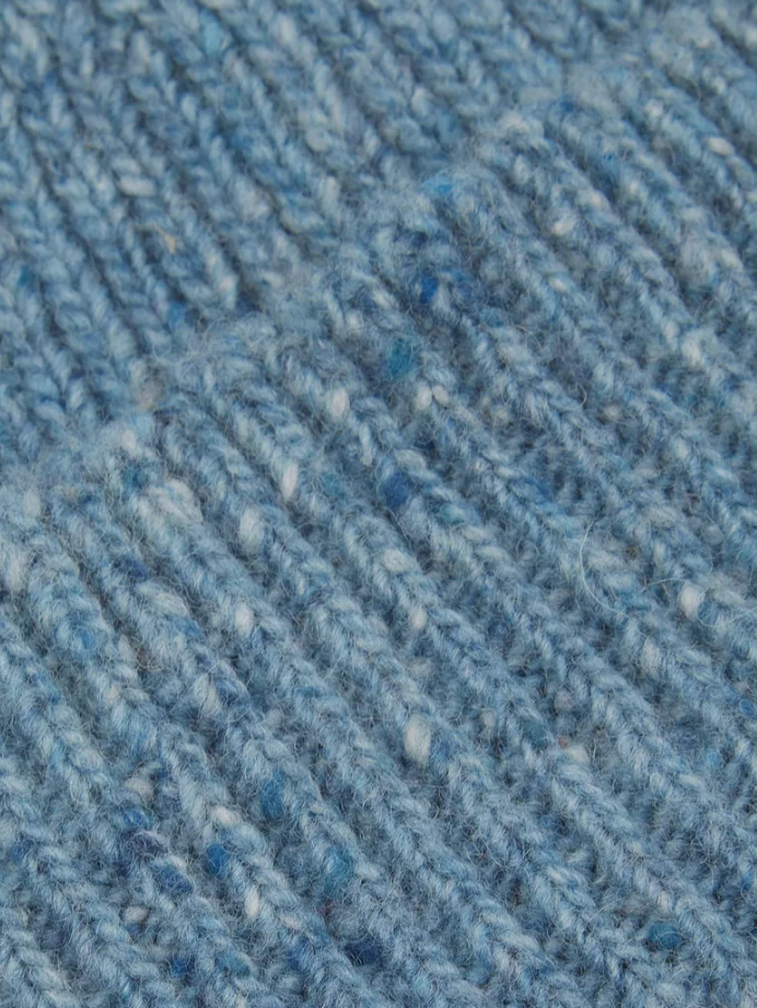 Close-up of blue textured fabric.