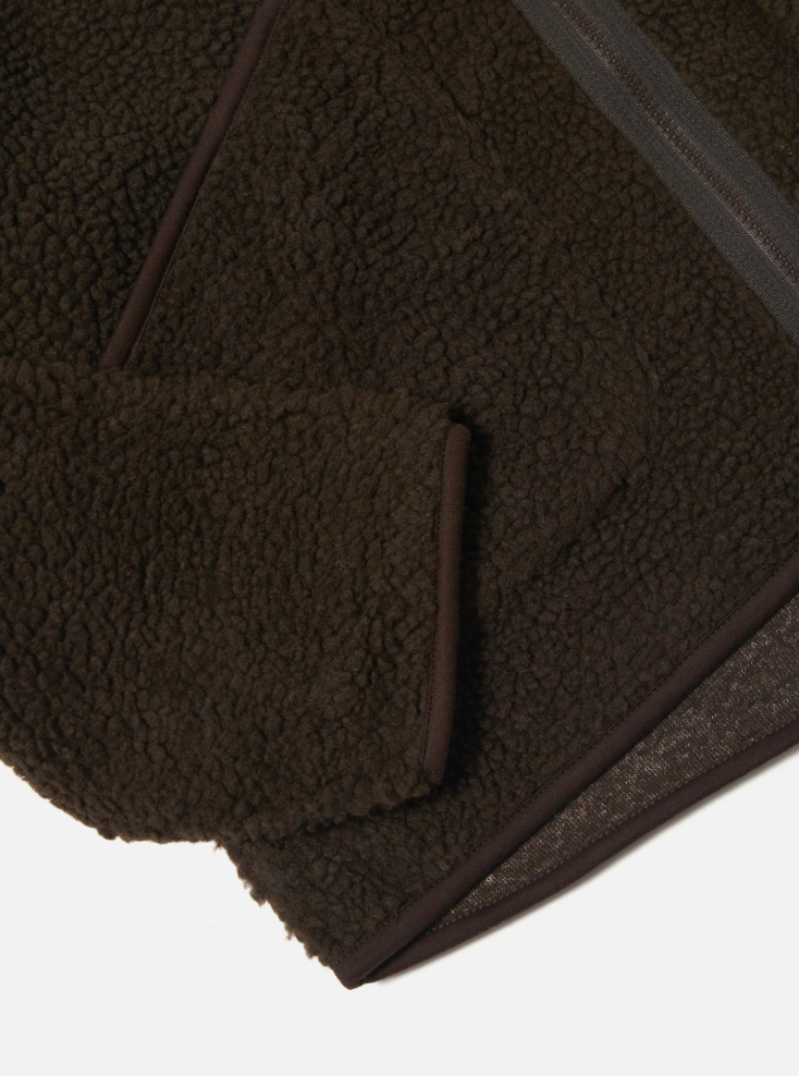 Brown fleece liner jacket on a white background.