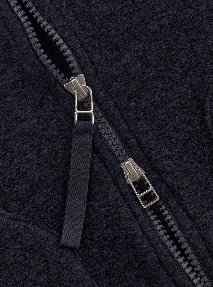 Navy fleece with navy zipper.
