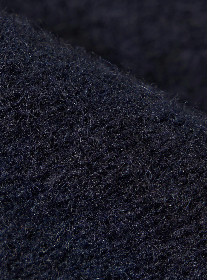 Navy fleece fabric.