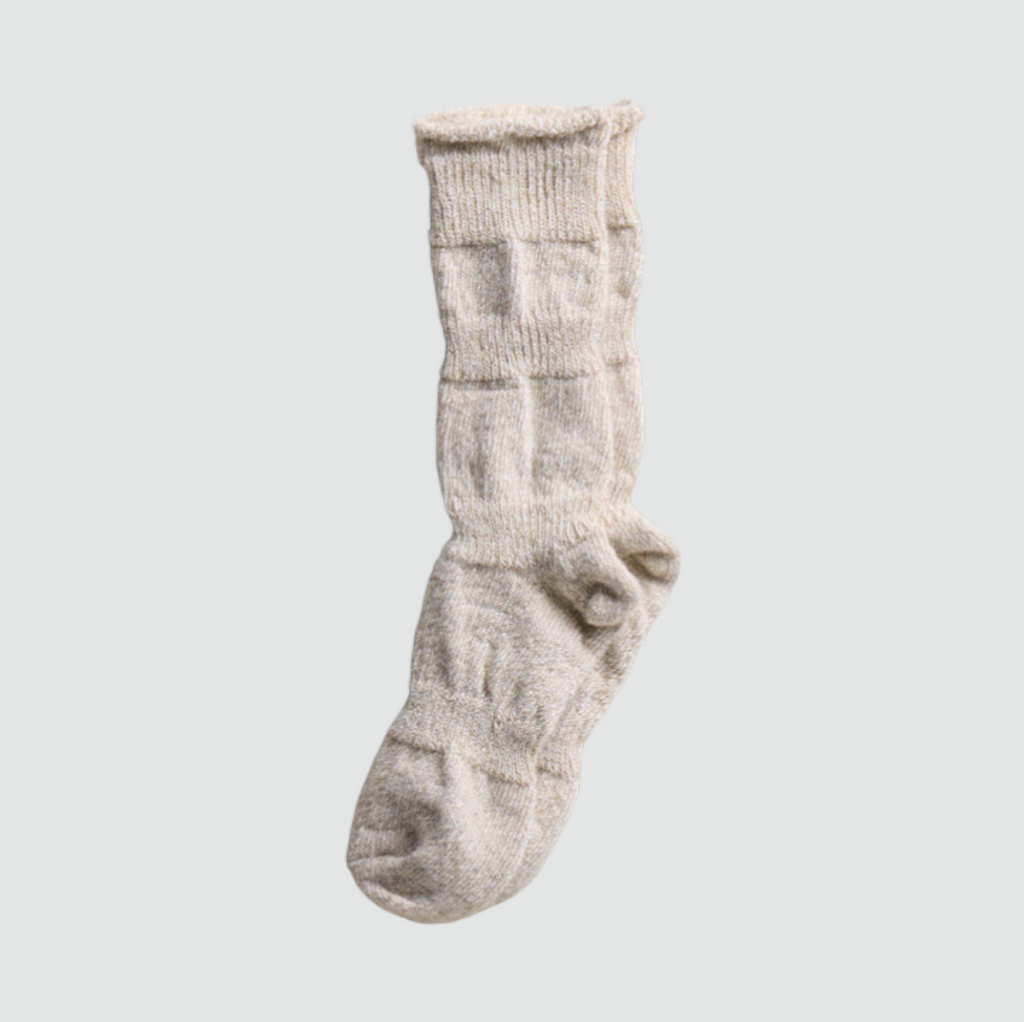 Yahae Alpaca Linen Ploot Socks in Natural - Comfortable blend of alpaca and linen for warmth, moisture absorption, and durability