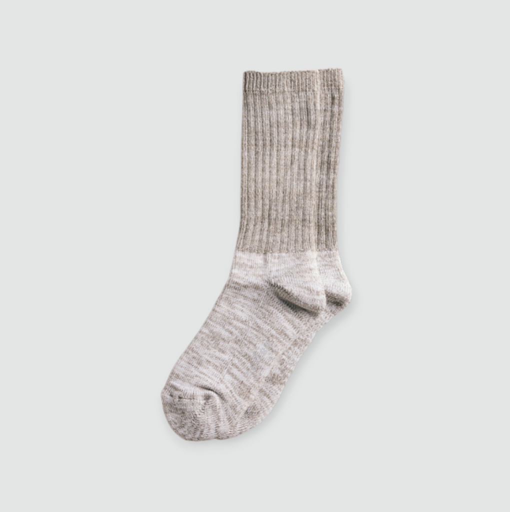 Yahae Organic Cotton Pile Socks in Green - Comfortable ribbed socks with pile soles, perfect for daily wear and inspired by military design.